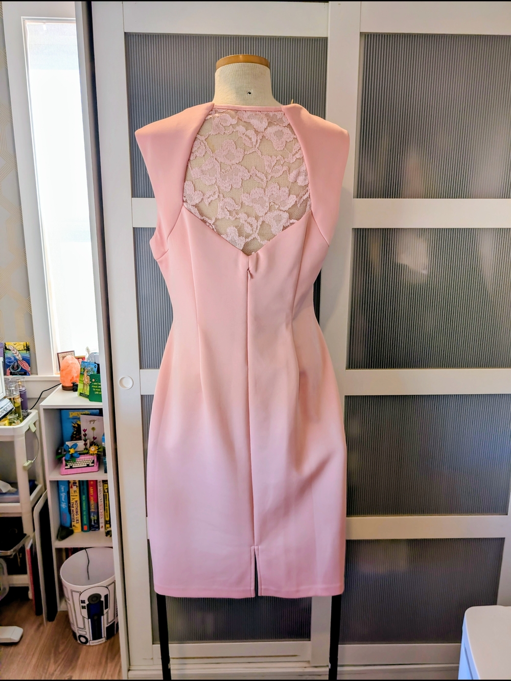 Pink Sleeveless V-Neck Sheath Dress - Picture 2 of 10